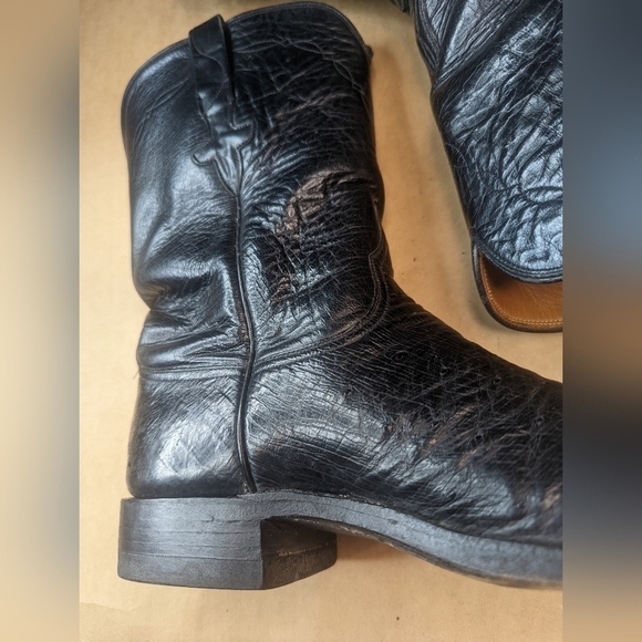 Lucchese Boots men's size 8D Exotic Genuine Black Smooth Ostrich classic Western - Picture 8 of 13